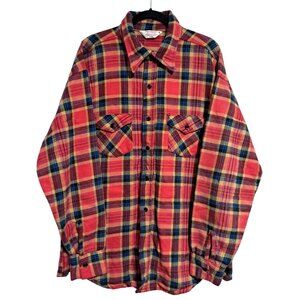Vintage 70s Frostproof Sanfordized Red Plaid Flannel Shirt XXXL USA Retro Vibe